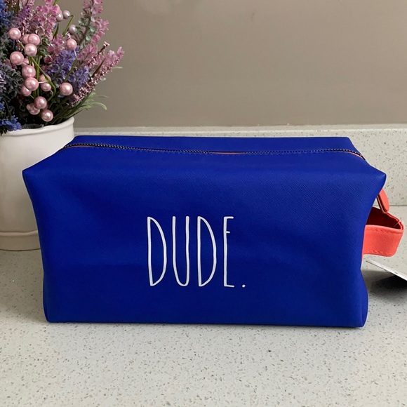RAE DUNN DUDE BLUE DUAL SIDED TOILETRY POUCH BAG - Picture 10 of 10